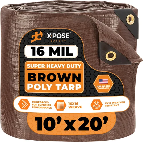Vista 84 de Xpose Safety - Lona protectora de polietileno de 4 x 20 pies, 16 mil o 0.4mm de grosor, resistente y reforzada para evitar desgarros, resistente a