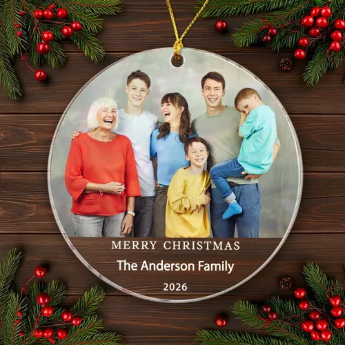 Vista 24 de Adorno de Navidad con foto personalizada 2025 para la familia, aniversario como el señor y la señora abuelos, carga cualquier imagen, cualquier foto