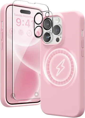 Vista 100 de GONEZ Funda magnética para iPhone 14, compatible con Magsafe, con protector de pantalla + protector de cámara, forro de microfibra antiarañazos
