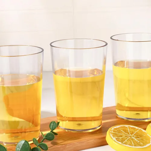Vista 4 de Meanplan Paquete de 12 vasos de plástico reutilizables para bebidas de grado restaurante, 8 onzas, vasos de plástico irrompibles y apilables, vasos