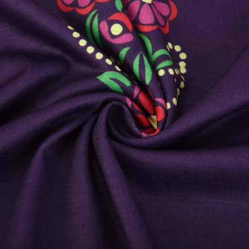 Vista 7 de Camiseta estampada con bordado mexicano para mujer, sexy, cuello en V, estilo casual, holgada, de manga corta