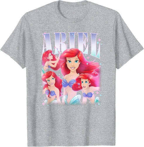 Vista 45 de Disney Camiseta de la princesa Ariel de la Sirenita Multi Pose, Negro