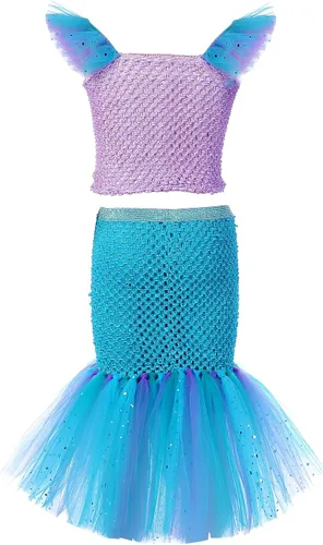 Vista 3 de Tutu Dreams Vestido de sirena para niñas, cumpleaños, fiesta de Halloween, ropa, regalos