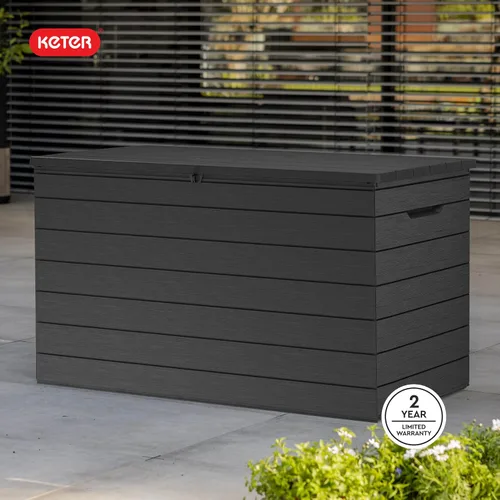 Vista 9 de Keter Astoria 150 Gal Outdoor Storage Box for Patio and Pool Accessories Grey, Resin, Large, Weatherproof, Lockable, Hydraulic Pistons, Easy