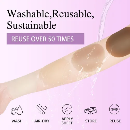 Vista 3 de Fundas para pezones para mujer, reutilizables, adhesivas, de silicona, diseño invisible y lavable con caja de viaje