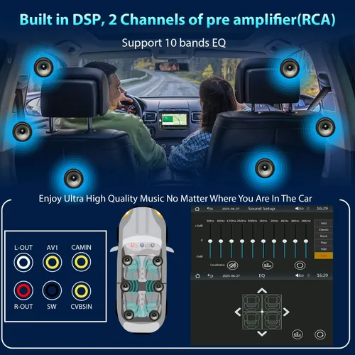Vista 7 de Estéreo para coche de doble din, 7 pulgadas, pantalla táctil inalámbrica CarPlay/Android Auto Bluetooth, radio AM/FM, USB tipo C