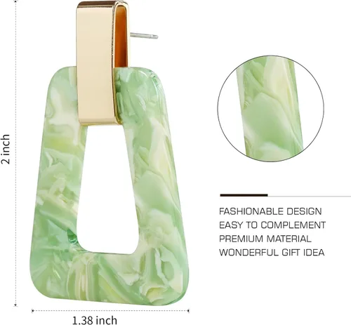 Vista 17 de Aretes geométricos acrílicos – Aretes colgantes ligeros de resina moteada para fiestas o vacaciones