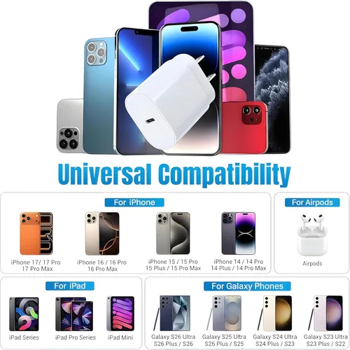 Vista 5 de TT&C - Bloque de cargador USB C de 30 W, adaptador de corriente de enchufe de pared para iPhone 17, 16, 15