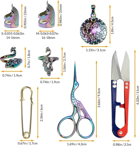 Vista 2 de Kit de tijeras de bordado, juego de herramientas de costura portátil 11 en 1 con estuche, suministros para amantes, hogar, viajeros, adultos