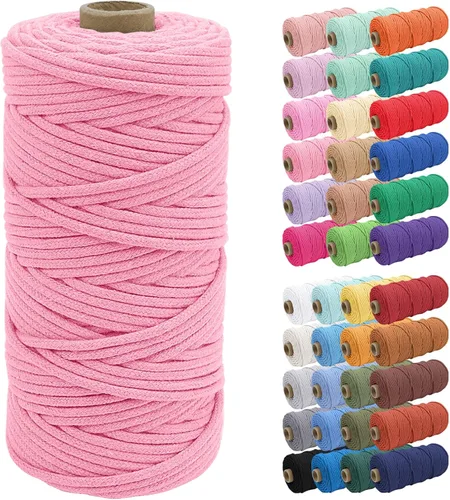 Vista 16 de JeogYong Cuerda de macramé de 0.157 in x 109 yardas, cuerda trenzada de algodón natural, cuerda de macramé para bolsas de ganchillo, colgar
