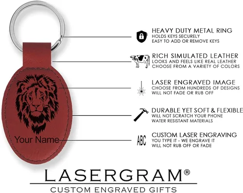 Vista 5 de LaserGram Llavero ovalado, mayorette, grabado personalizado incluido, M