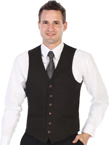 Vista 117 de Gioberti Chaleco de tweed formal de 6 botones para hombres