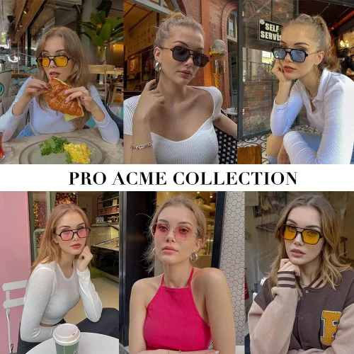 Vista 2 de Pro Acme Lentes de sol estilo aviador planos vintage de los años 70 para mujeres y hombres, lentes rectangulares de marco pequeño, protección UV400