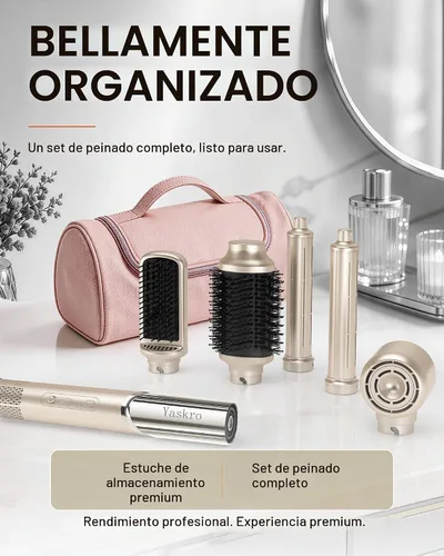 Vista 9 de 6-in-1 Hot Air Brush & Hair Dryer, 110,000 RPM High-Speed Ionic Blow Dryer Gold