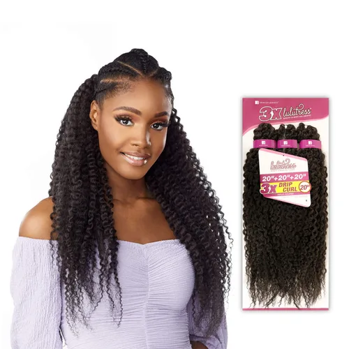 Vista 2 de Sensationnel Lulutress - Cabello trenzado de ganchillo – 3 rizos de goteo de 20 pulgadas totalmente plegados (1 negro azabache)