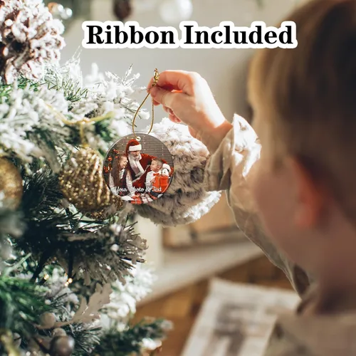 Vista 3 de Adornos de Navidad personalizados con foto, adorno de Navidad personalizado, decoración única para colgar del árbol de Navidad para baby shower, A1