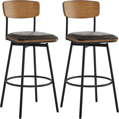 Vista 12 de CHITA Juego de 2 taburetes giratorios de bar tapizados de tela, altura del asiento de 27 pulgadas, marco de metal y madera, color crema