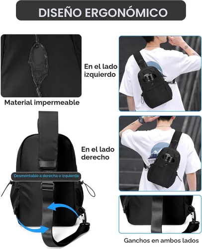 Vista 5 de SEAFEW Mochilas tipo bandolera tácticas, Negro, Casual