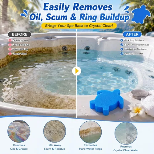Vista 6 de Chuangdi 24 esponjas para bañera de hidromasaje, absorción de espuma de aceite de tortuga para spa y piscina (azul)