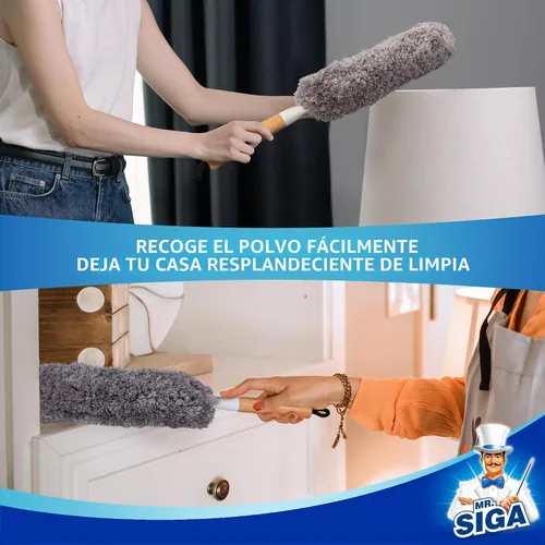 Vista 4 de Plumero de microfibra sin pelusas, lavable para limpieza doméstica MR.SIGA