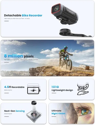 Vista 7 de AKEEYO -710Pro EIS Bike Cámara, 4K28FPS 20MP WiFi Cámara de acción con cámara impermeable IP66 Ultra HD, visión gran angular de 142° con tarjeta