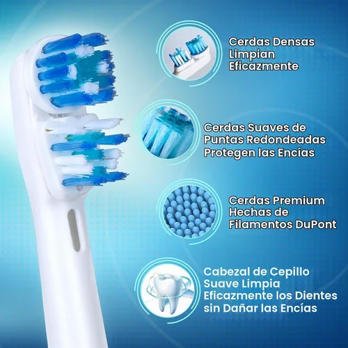 Vista 8 de Cabezales de cepillo de repuesto compatibles con Oral B, diseño de doble limpieza, cabezales de cepillo de doble limpieza, compatibles con cepillo