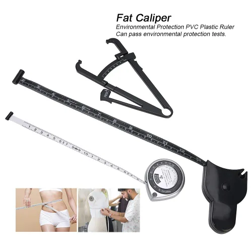 Vista 4 de Dioche Calibrador de grasa corporal y cinta métrica para cuerpo, pinza de grasa regla de medición corporal, cinta métrica para herramientas