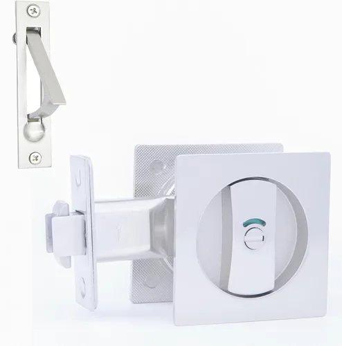 Vista 25 de Dontay Cerradura de indicadores codificados por color para puerta de bolsillo, cerradura de manijas de privacidad (cama/baño), fondo de 2-3/8 Níquel