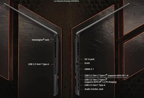 Vista 8 de ASUS TUF Gaming A16 Laptop de 16 pulgadas WUXGA IPS 144Hz AMD 6 núcleos Ryzen 7 7445HS 16GB RAM 1TB SSD GeForce RTX 4050 (hasta 194 AI Tops) RGB