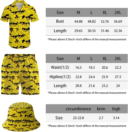 Vista 7 de ifamawlea Conjunto de 2 piezas para hombre, camisa hawaiana, pantalones cortos, camisa con botones y pantalones cortos con sombreros de pescador