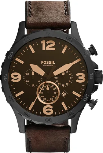 Vista 12 de Fossil Men's Nate Quartz Watch, Oversized Stainless Steel Chronograph Watch for Men
