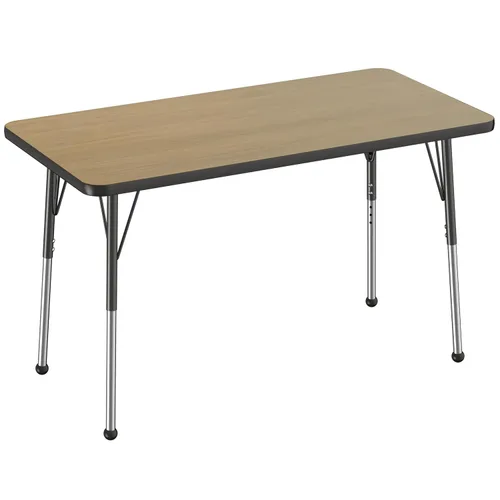 Vista 69 de FDP - Mesa rectangular para actividades escolares y de oficina (24 x 36 pulgadas), patas estándar con deslizadores giratorios, altura ajustable