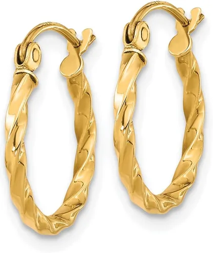 Vista 4 de Aretes de aro trenzados de oro de 10 quilates para mujer Aretes de oro real para mujer Aretes de oro macizo de 10 quilates de oro