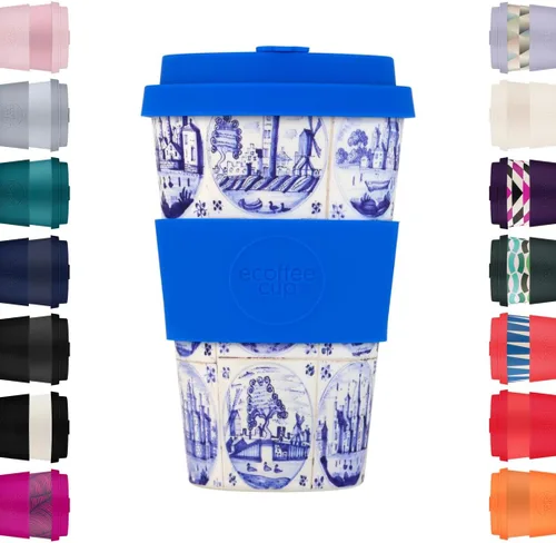 Vista 14 de Ecoffee Cup Taza de café reutilizable de 14 onzas (13.5 fl oz) – Taza de viaje a base de plantas PLA con tapa de silicona, sin melamina y apta