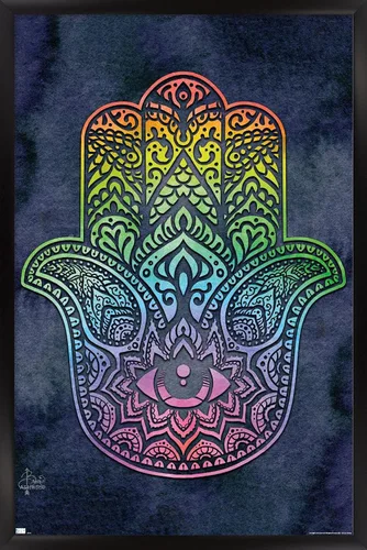 Vista 8 de Trends International Brigid Ashwood - Póster de pared de Hamsa arcoíris, 22.4 pulgadas de largo x 14.7 pulgadas, versión enmarcada de madera