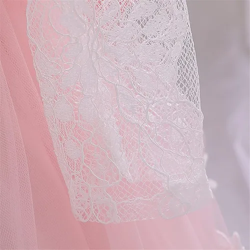 Vista 5 de Vestido de otoño de lino de algodón de manga larga con tutú de flores, vestido de princesa, vestido de tul para Navidad