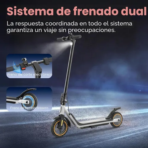 Vista 4 de Scooter eléctrico para adultos, motor de 500 W, 21/19 MPH, neumático Gris