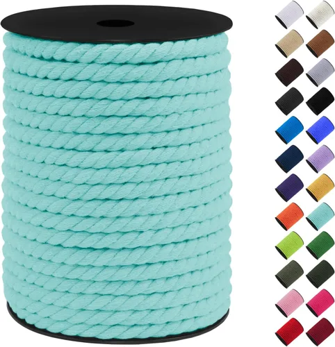 Vista 36 de Cordón de macramé de algodón, 0.315 in x 131 pies, hilo grueso para manualidades, cuerda trenzada de 3 hebras para colgar en la pared, ganchos