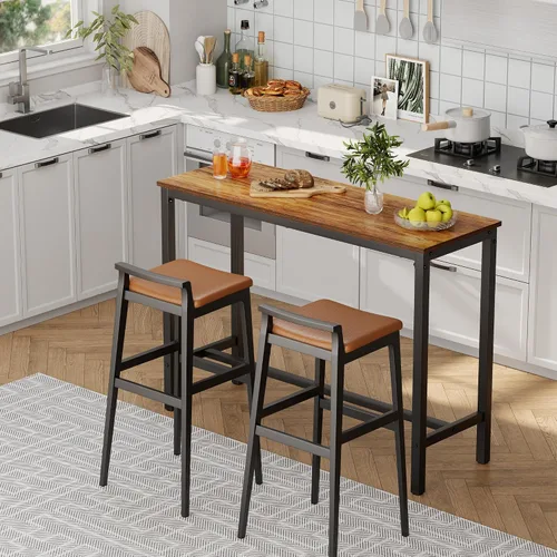 Vista 5 de Mr IRONSTONE - Mesa de bar, mesa alta de 47" para pub, mesa rectangular de altura de bar, consola/mesa de café para sofá, para espacios estrechos
