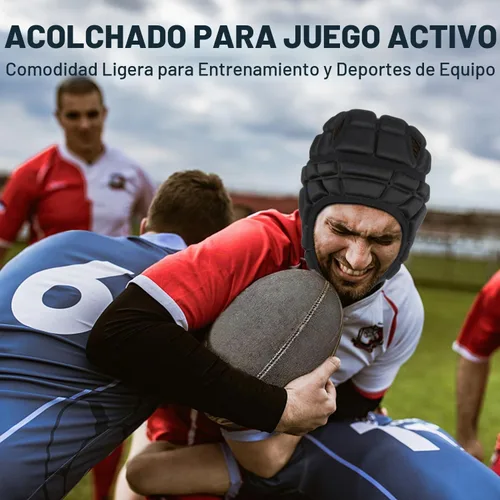 Vista 6 de Surlim Casco de fútbol con bandera de carcasa suave para jóvenes, casco de Negro