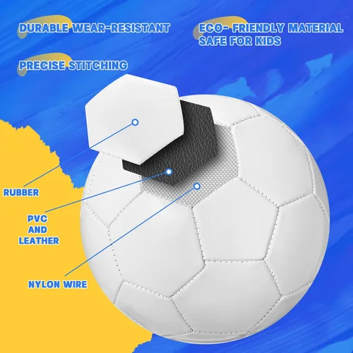 Vista 2 de Jexine Balón de fútbol blanco liso, 3 unidades, pelota de fútbol de bricolaje, autógrafo de donación de caridad cristiana con bomba de aguja