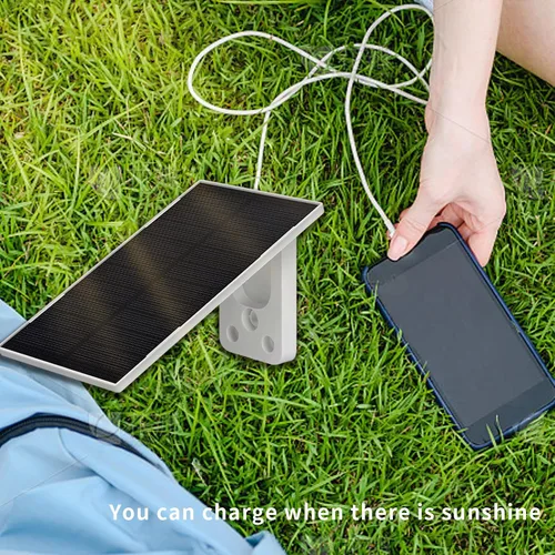 Vista 5 de Panel solar impermeable portátil de 3 W 5 V con soporte ajustable micro USB y tipo C de 6 pies para cámara de seguridad de anillo al aire libre