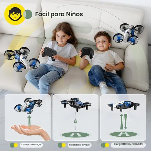 Vista 6 de Holy Stone HS210T Drones para niños, 2 en 1 MINI Drone de interior con modo Land & Fly, cuatro deformaciones de postura, cuadricóptero RC con giro