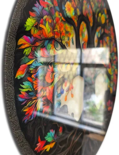Vista 5 de Árbol de la vida, arte de pared de vidrio templado, pintura abstracta para pared, decoración del hogar, regalo de inauguración de la casa, colgantes