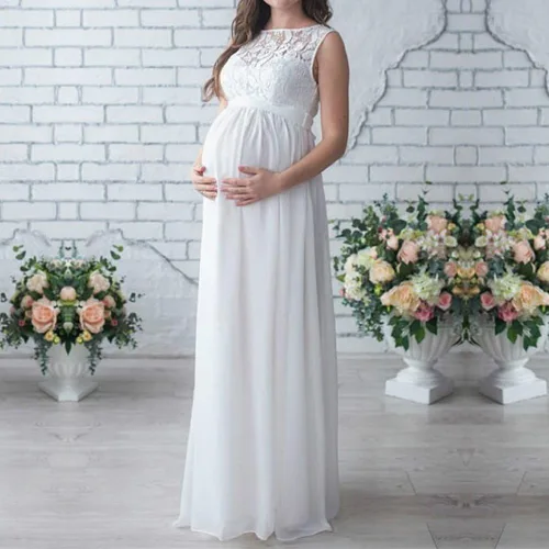 Vista 2 de Vestido largo de maternidad para mujer, vestido largo de fiesta de noche de embarazo, para sesión de fotos de baby shower