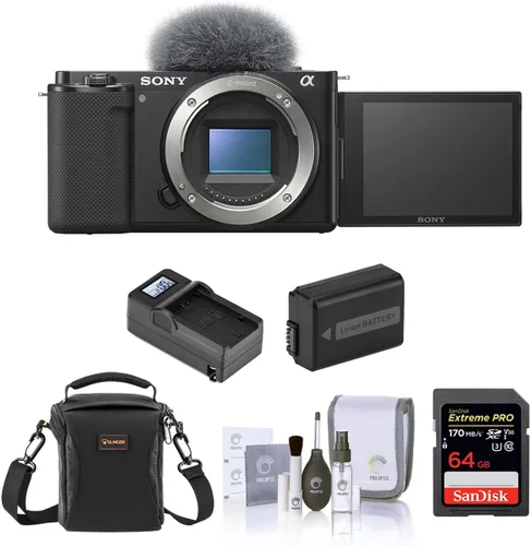 Vista 9 de Sony ZV-E10 APS-C Cámara de vlogging con lente intercambiable sin espejo, color negro - Paquete con tarjeta SD de 64 GB, bolsa de hombro, batería