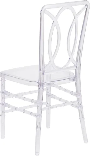 Vista 6 de Flash Furniture Flash Elegance - Silla apilable de cristal con respaldo de diseñador, silla para eventos, resistente a los rayos UV UV Resistant