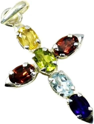 Vista 17 de 55Carat Natural Multi Stones Sterling Silver Multi Shape Gemstone Pendants For Women Designer Jewelry Natural-Multi-Stone-Design-10