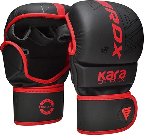 Vista 11 de Guantes RDX MMA para artes marciales, boxeo, entrenamiento de combate, guantes híbridos de palma abierta para hombres y mujeres, cuero maya hide