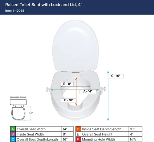 Vista 5 de Drive Medical Asiento de inodoro elevado con cerradura y tapa, asiento estándar, 4